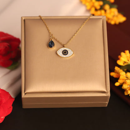 Durable 22K Gold Plated Stainless Steel Evil Eye Chain Pendant