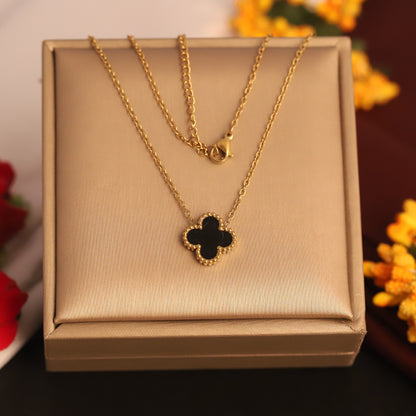 22K Gold Plated Black Clover Butterfly Necklace | Waterproof Stainless Steel