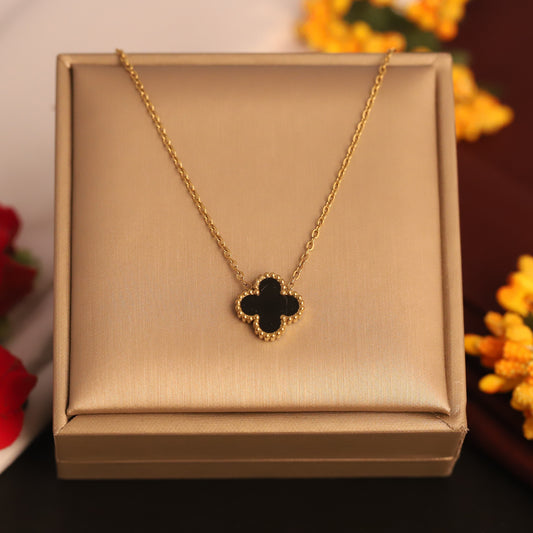22K Gold Plated Black Clover Butterfly Necklace | Waterproof Stainless Steel