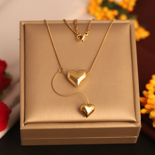 Waterproof Gold Layered Heart Pendant Necklace