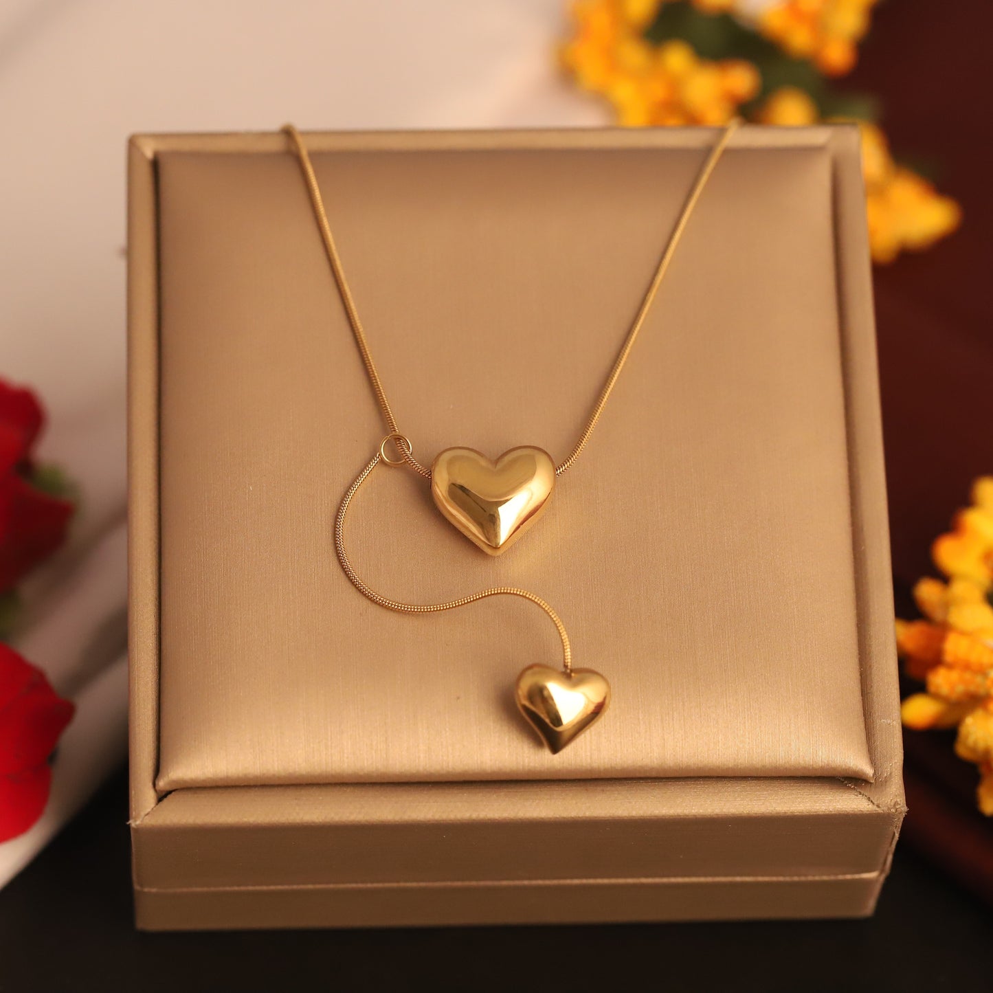 Waterproof Gold Layered Heart Pendant Necklace