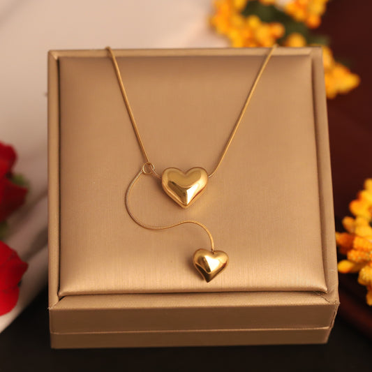 Waterproof Gold Layered Heart Pendant Necklace