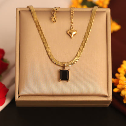 Trending 22K Gold Plated Black Stone Butterfly Snake Chain Pendant- Waterproof & Adjustable