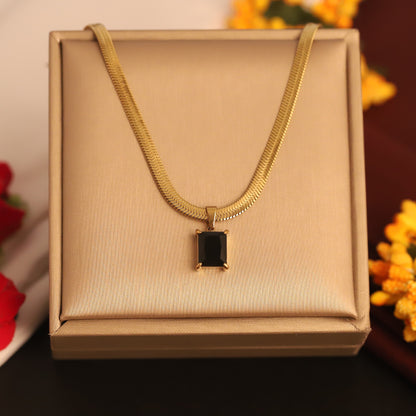 Trending 22K Gold Plated Black Stone Butterfly Snake Chain Pendant- Waterproof & Adjustable