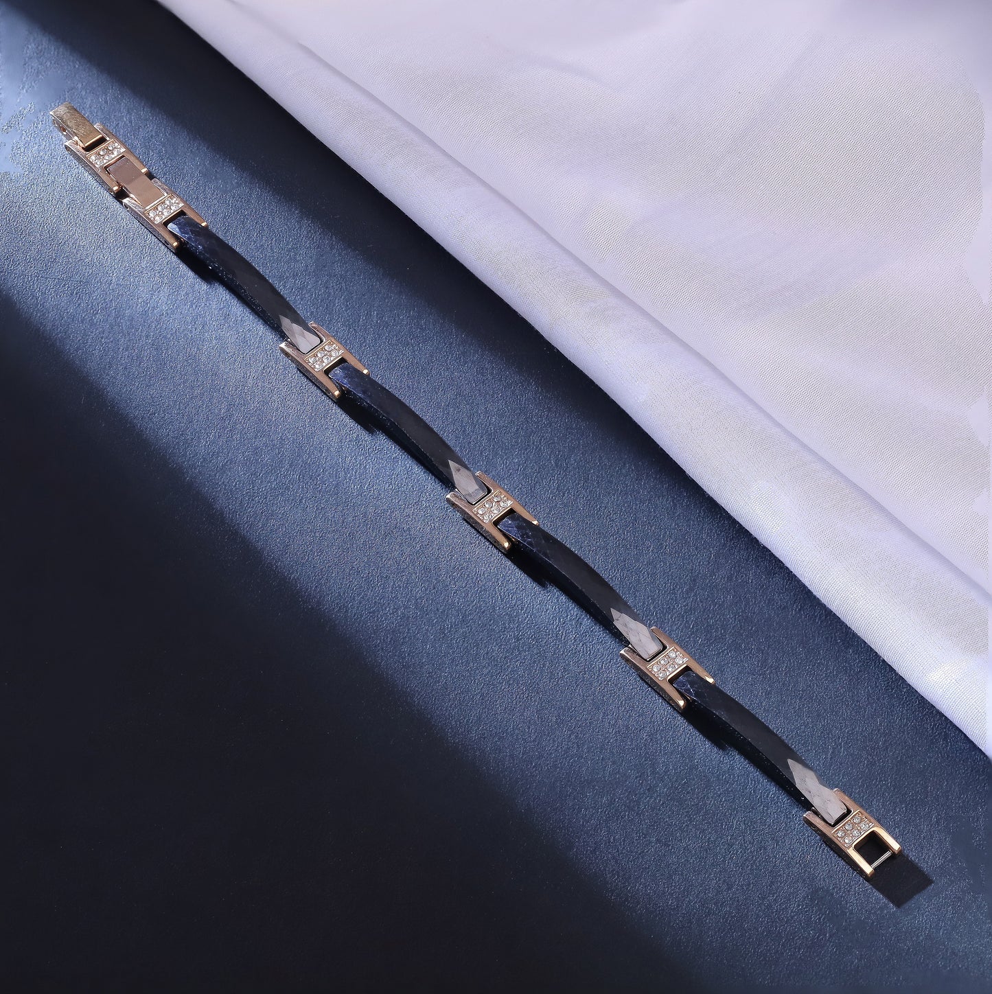 Men's Diamond & Rose Gold-Tone Leather Bracelet | Luxury Link Bracelet