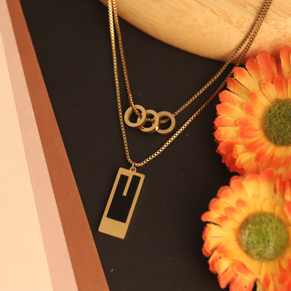 Dainty 22K Gold Plated Stainless Steel Double Chain Pendant