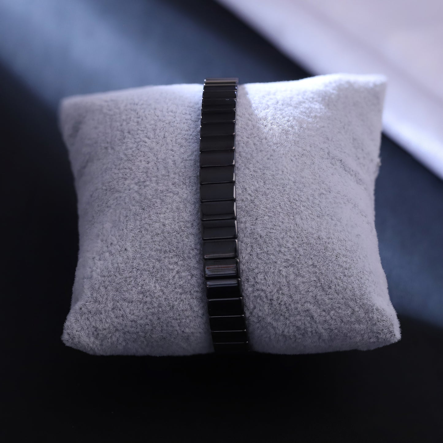 Sleek Black Ceramic Link Bracelet - Men's Modern Jewelry