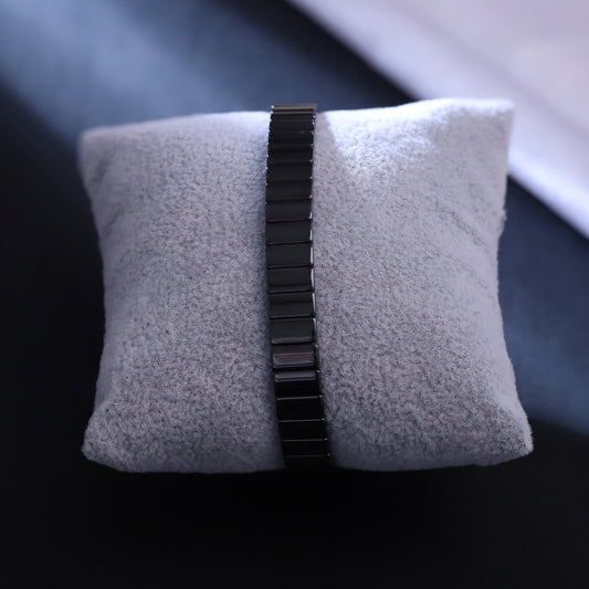 Sleek Black Ceramic Link Bracelet - Men's Modern Jewelry