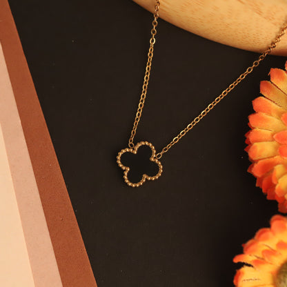 22K Gold Plated Black Clover Butterfly Necklace | Waterproof Stainless Steel