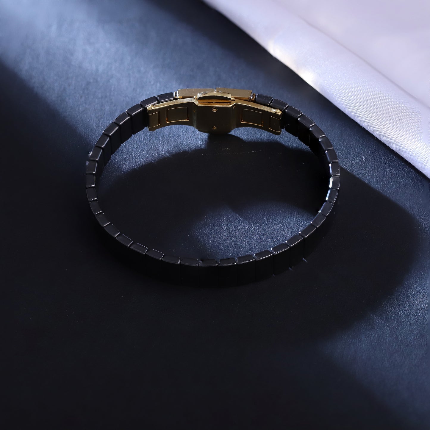 Men's Black Ceramic Bracelet with Gold Accents | Modern Link Jewelry | Gift for Him