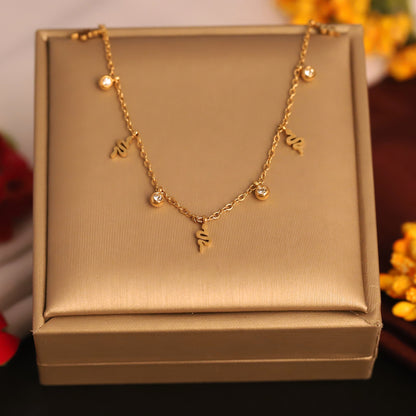 22K Gold Plated Snake Charm Necklace | Sparkling Stainless Steel Daily Wear