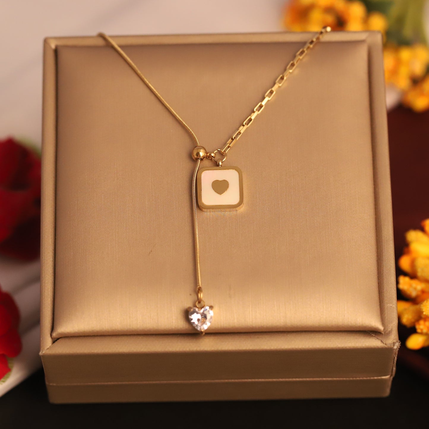 Elegant Daily Wear Heart Charm Necklace | Waterproof Anti-Tarnish Jewelry