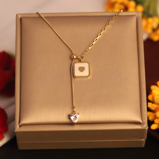 Elegant Daily Wear Heart Charm Necklace | Waterproof Anti-Tarnish Jewelry