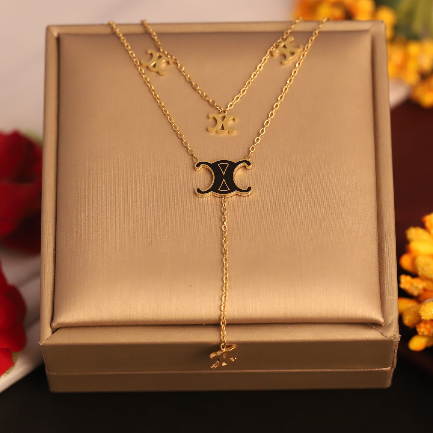 Elegant Gold Double-Layer Pendant Set