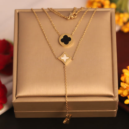 Layered Clover Necklace Set | Gold Plated Lucky Charm Jewelry