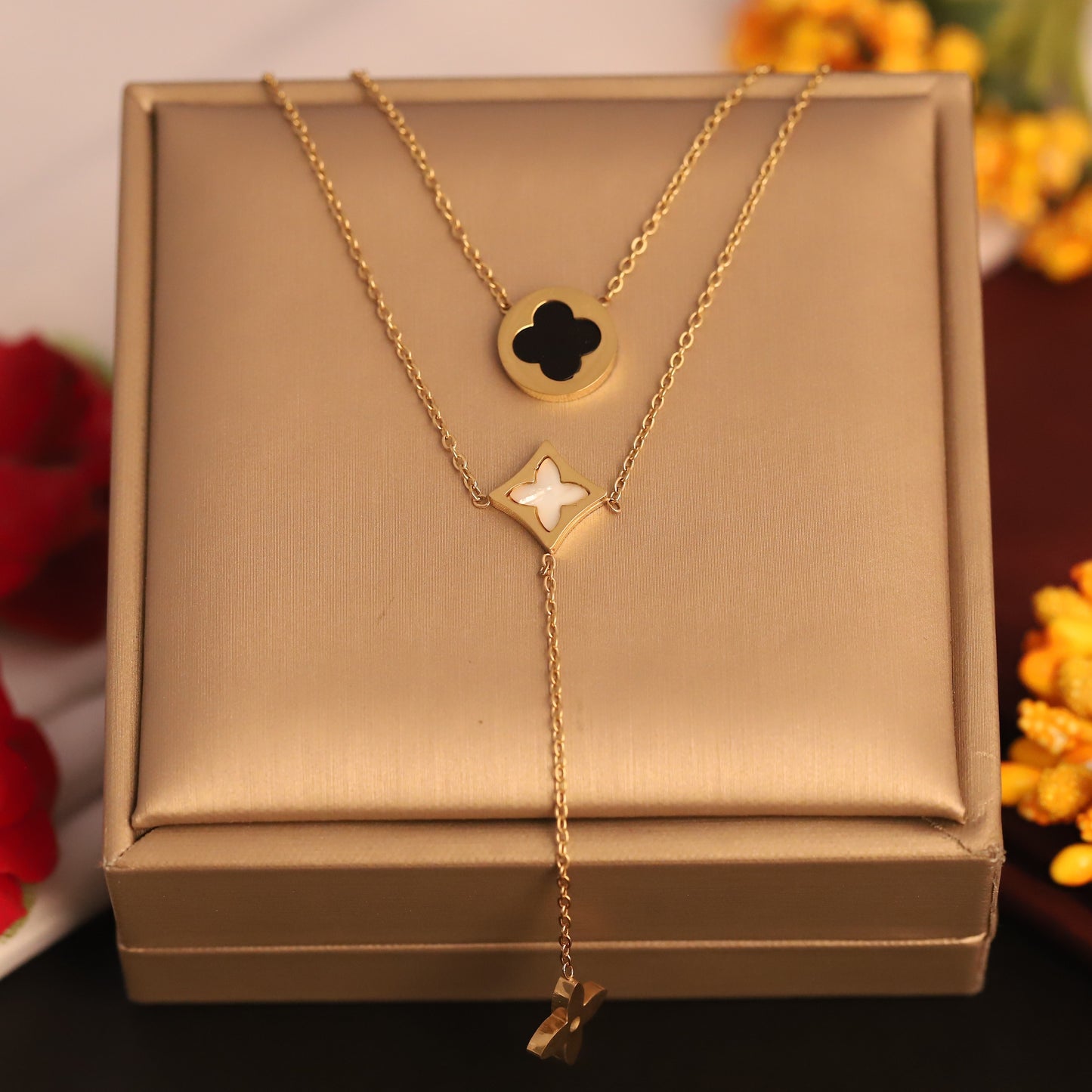 Layered Clover Necklace Set | Gold Plated Lucky Charm Jewelry