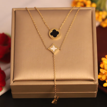 Layered Clover Necklace Set | Gold Plated Lucky Charm Jewelry