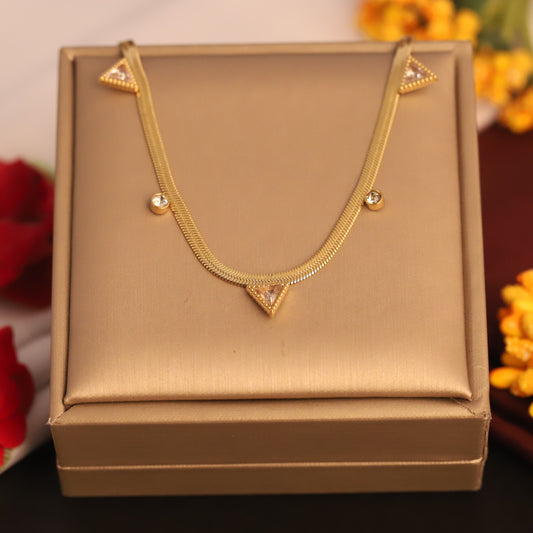 Geometric Crystal Snake Chain Necklace | Gold Statement Jewelry