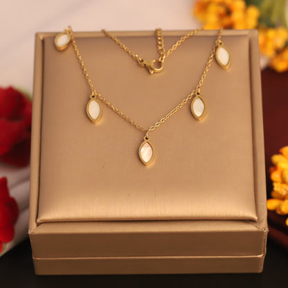 Dainty White Stone Charm Necklace | Everyday Gold Chain for Women
