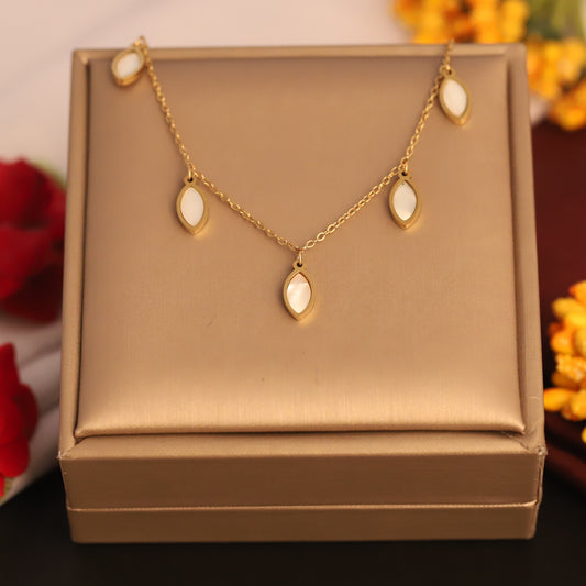 Dainty White Stone Charm Necklace | Everyday Gold Chain for Women