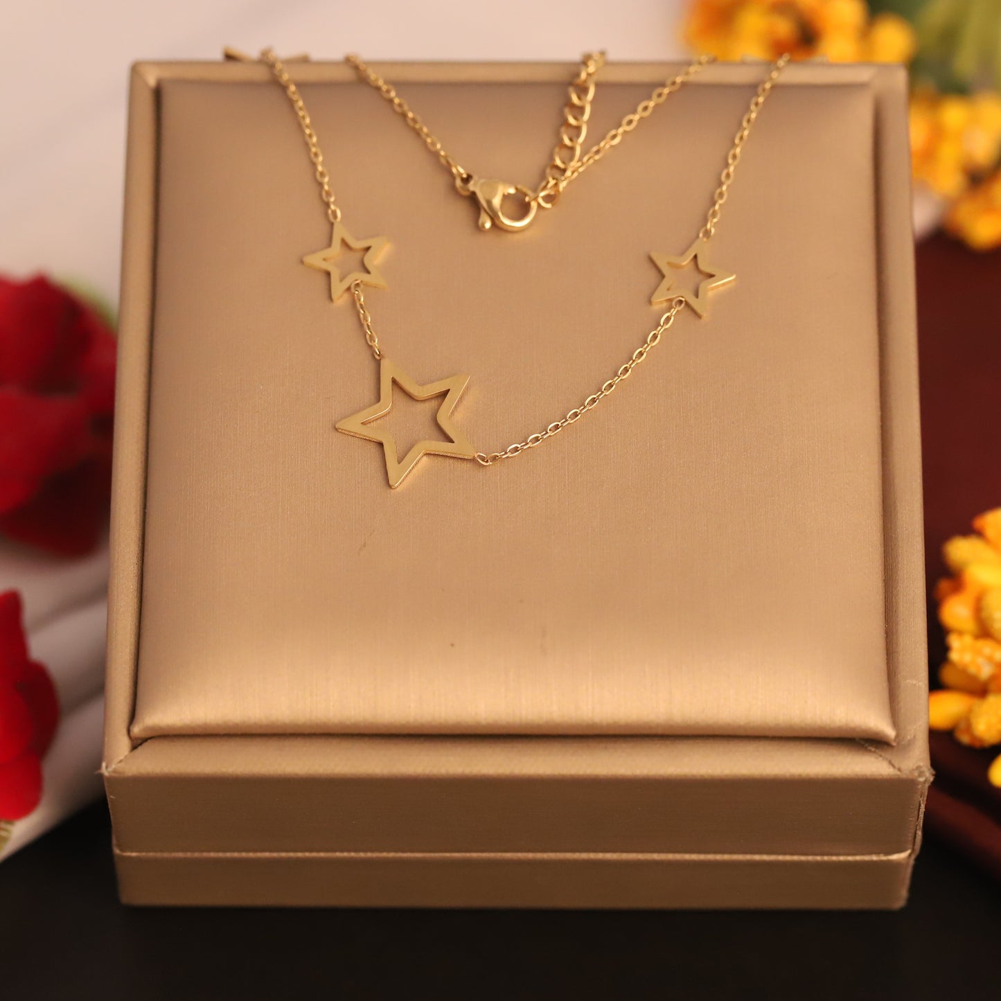 Dainty Gold Star Necklace | Open Star Charm Choker | Celestial Layering Jewelry