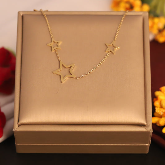 Dainty Gold Star Necklace | Open Star Charm Choker | Celestial Layering Jewelry