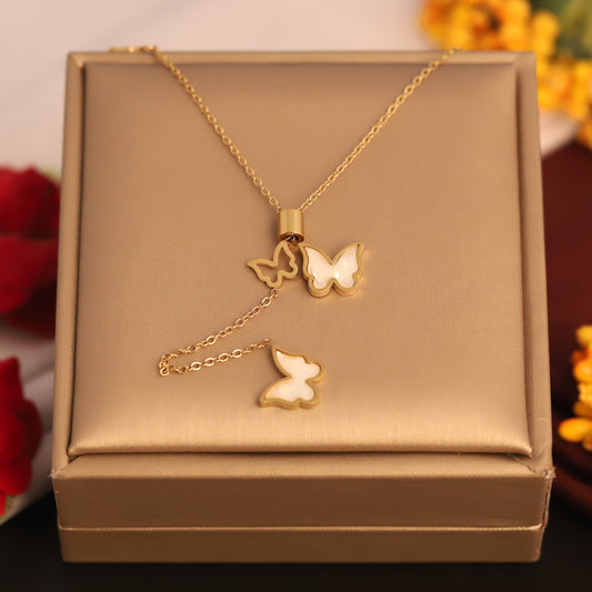 Layered Puffed Heart Charm Necklace | Gold Plated Romantic Jewelry