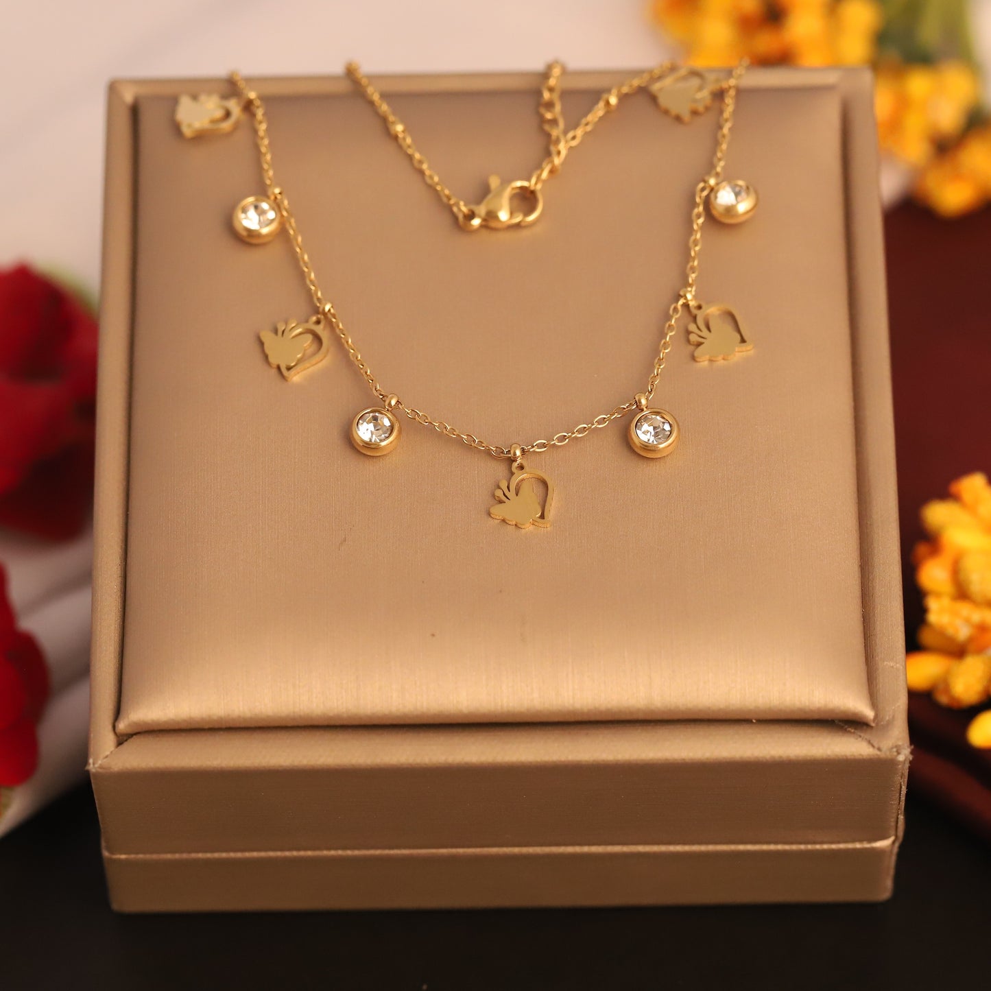 Cute Gold Plated Elephant & Zircon Charm Necklace - Animal Themed Dainty Jewelry