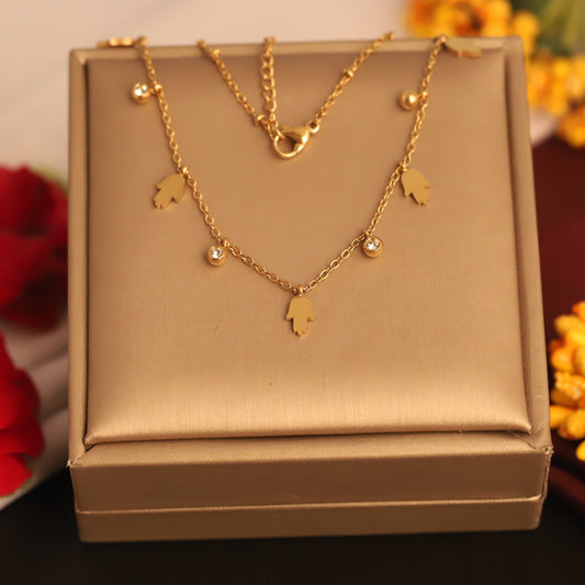Dainty Gold Tone Lucky Charm Necklace | Waterproof Anti-Tarnish Chain