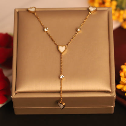 Gold Heart Lariat Necklace - Dainty & Elegant Y-Shape Pendant