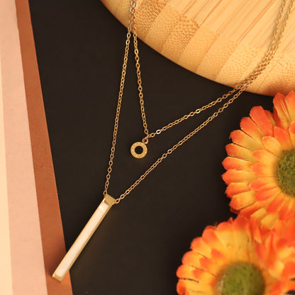 Layered Bar & Roman Numeral Necklace | Gold Minimalist Jewelry