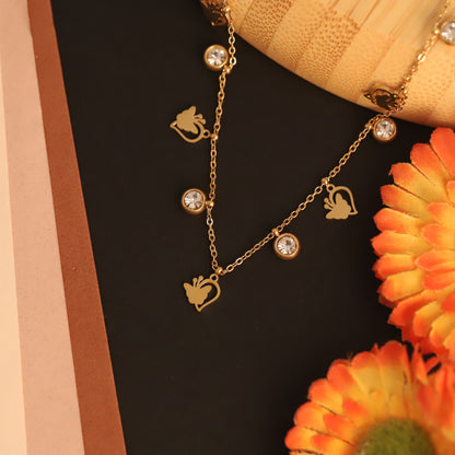 Cute Gold Plated Elephant & Zircon Charm Necklace - Animal Themed Dainty Jewelry