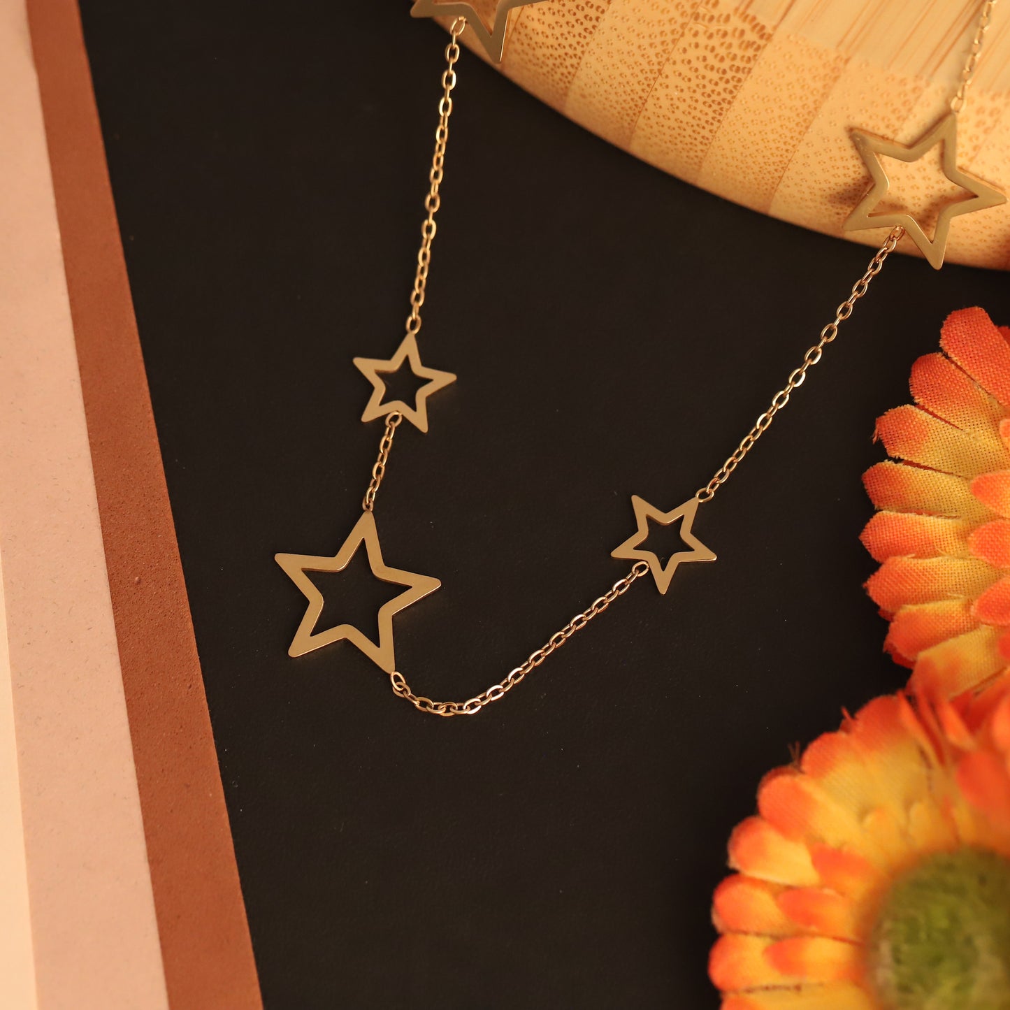Dainty Gold Star Necklace | Open Star Charm Choker | Celestial Layering Jewelry