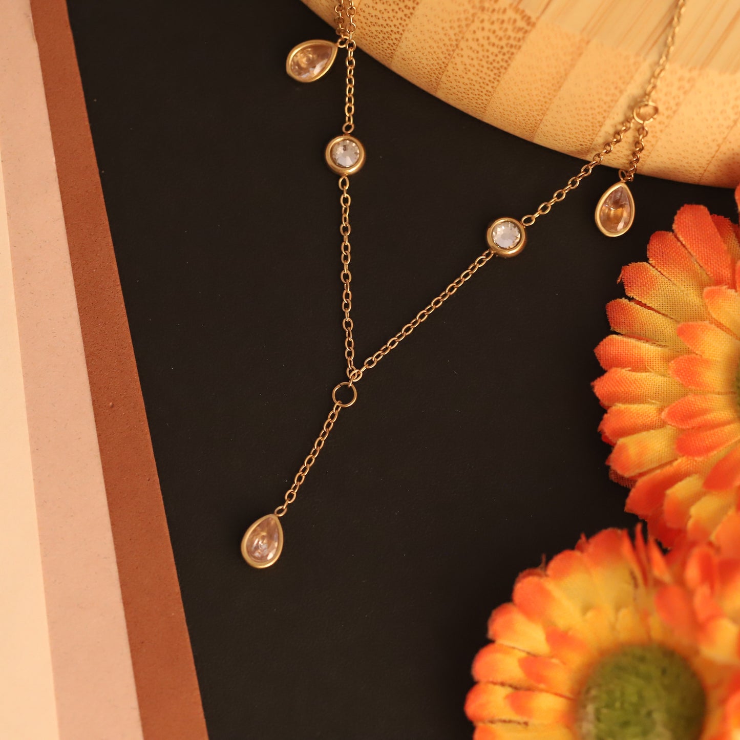 Colorful Geometric Crystal Statement Necklace | Gold Modern Jewelry