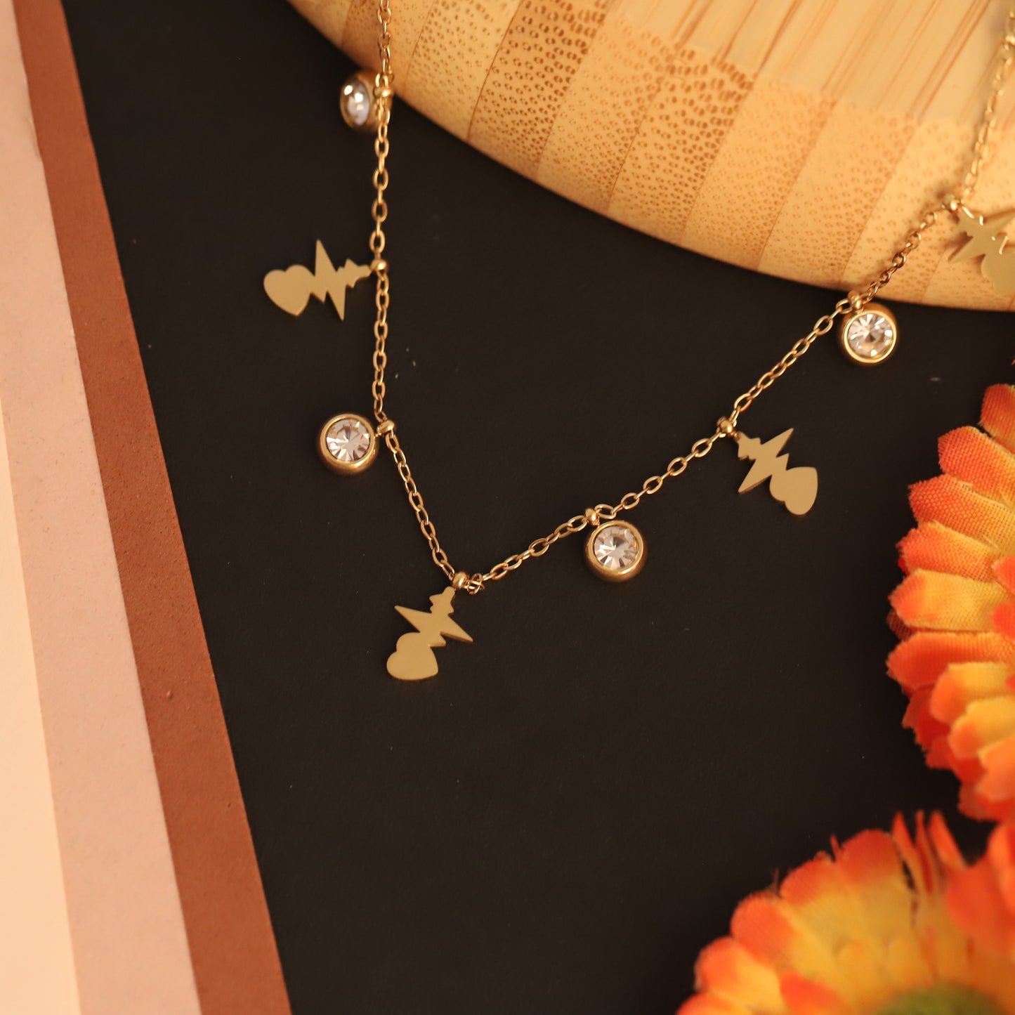 Dainty Gold Hummingbird & Crystal Chain Necklace - Stainless Steel | Nature Inspired Jewelry