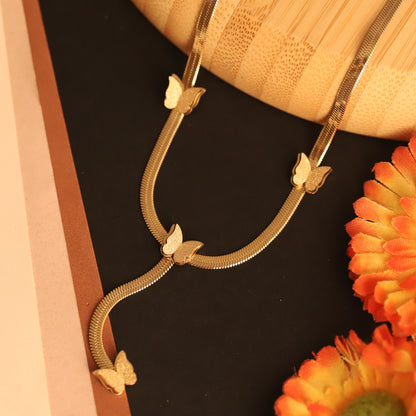 Elegant Gold Butterfly Snake Chain Necklace - Dainty & Stylish | Women's Jewelry