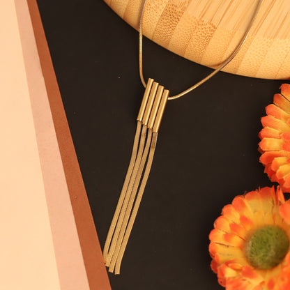 Modern Tassel Bar Necklace | Gold Snake Chain Statement Jewelry