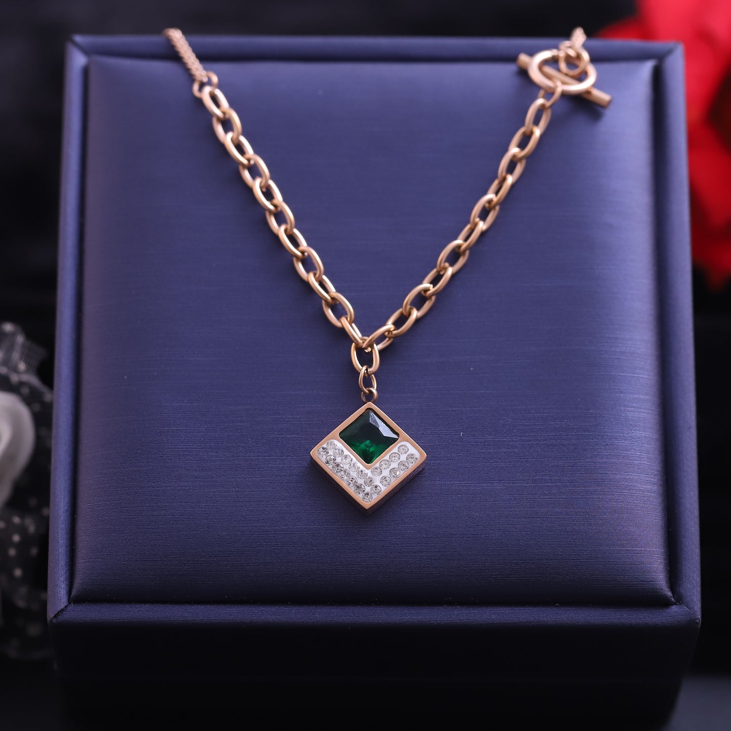 Rose Gold Layered Eye and Zirconia Necklace | Evil Eye Protection Jewelry