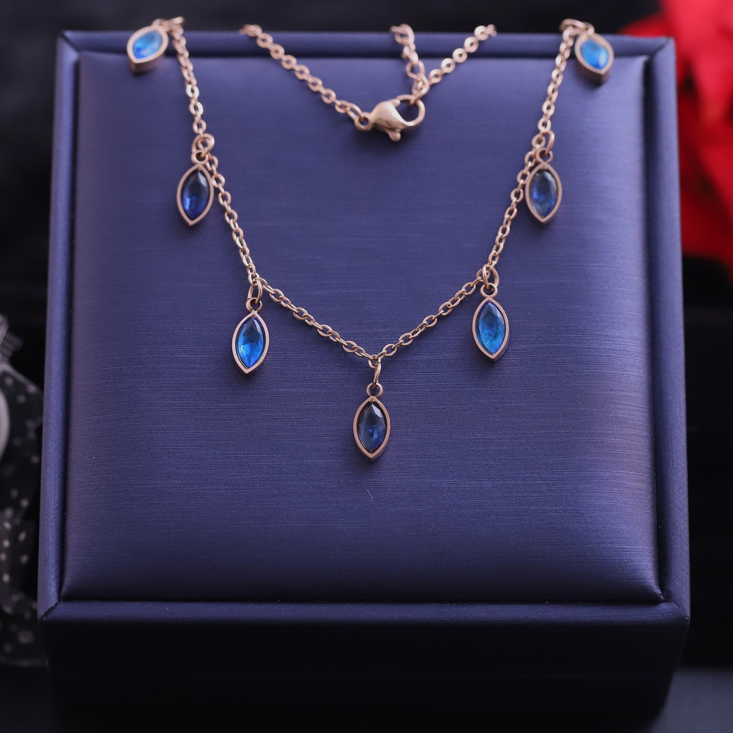 Rose Gold Layered Star Necklace | Black Enamel & Zirconia Star Charms