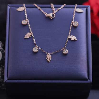 Rose Gold Moon and Star Necklace | Black Zirconia Celestial Pendant