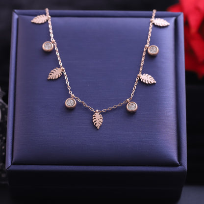 Rose Gold Moon and Star Necklace | Black Zirconia Celestial Pendant