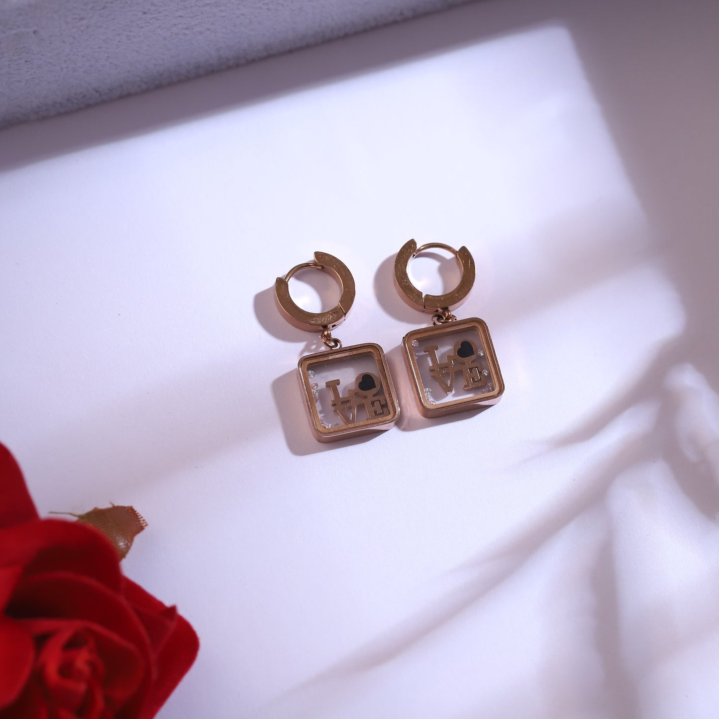 Minimalist Rose Gold Necklace with "Love" Inlay