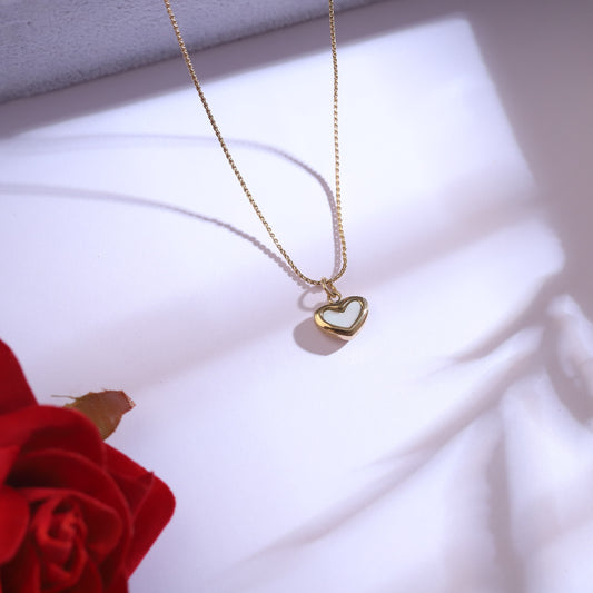 Sweet Gold Heart Charm Necklace & Earring Set