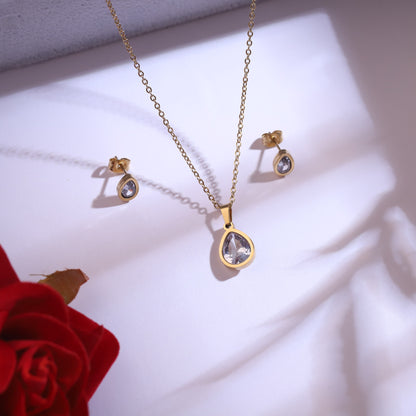 Classic Gold & Crystal Teardrop Set