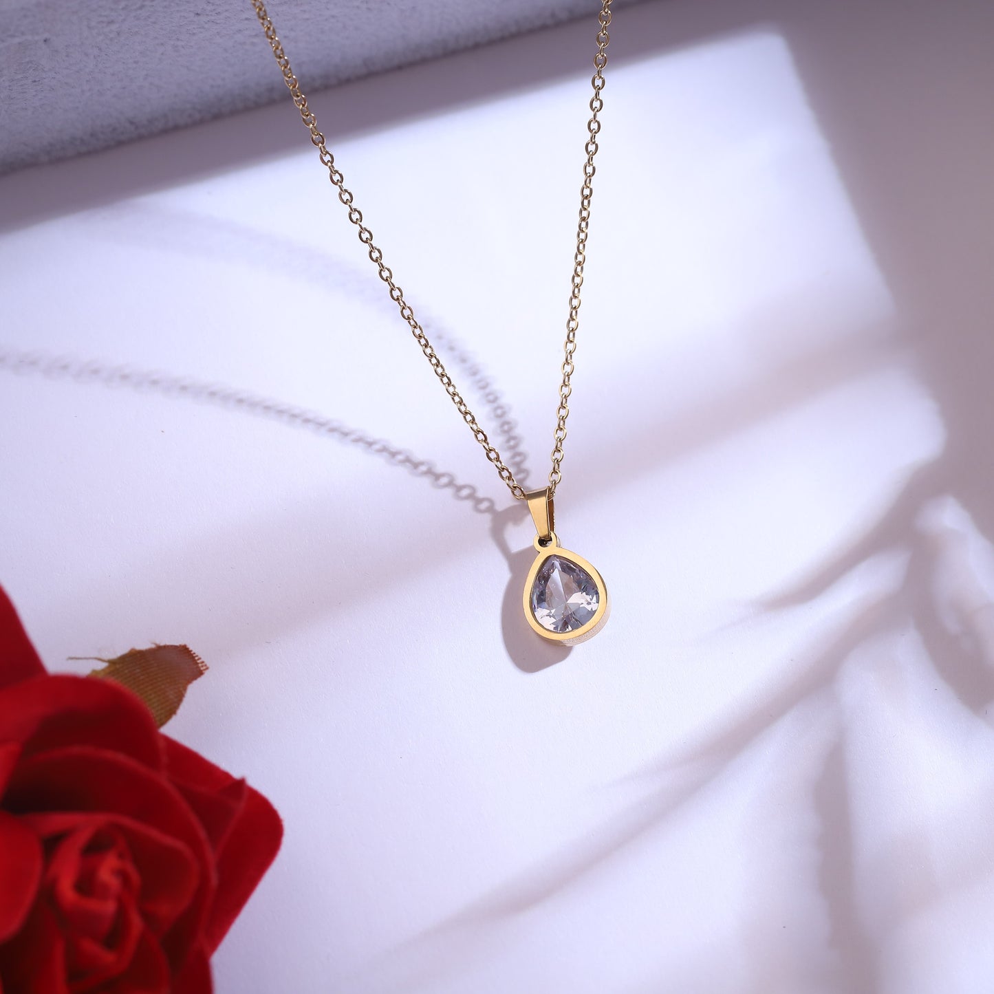 Classic Gold & Crystal Teardrop Set