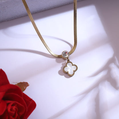 Golden Clover Necklace & Stud Set