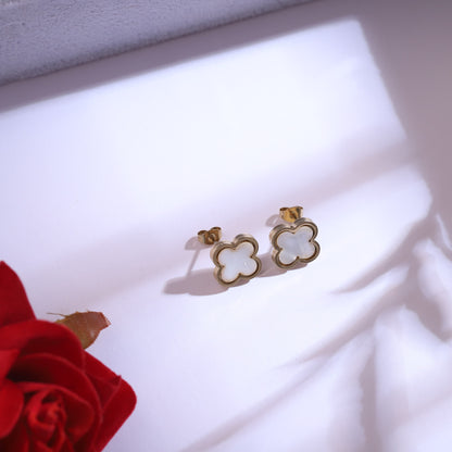 Golden Clover Necklace & Stud Set