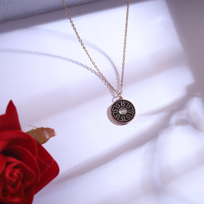 Rose Gold Greek Key Pattern Necklace Set