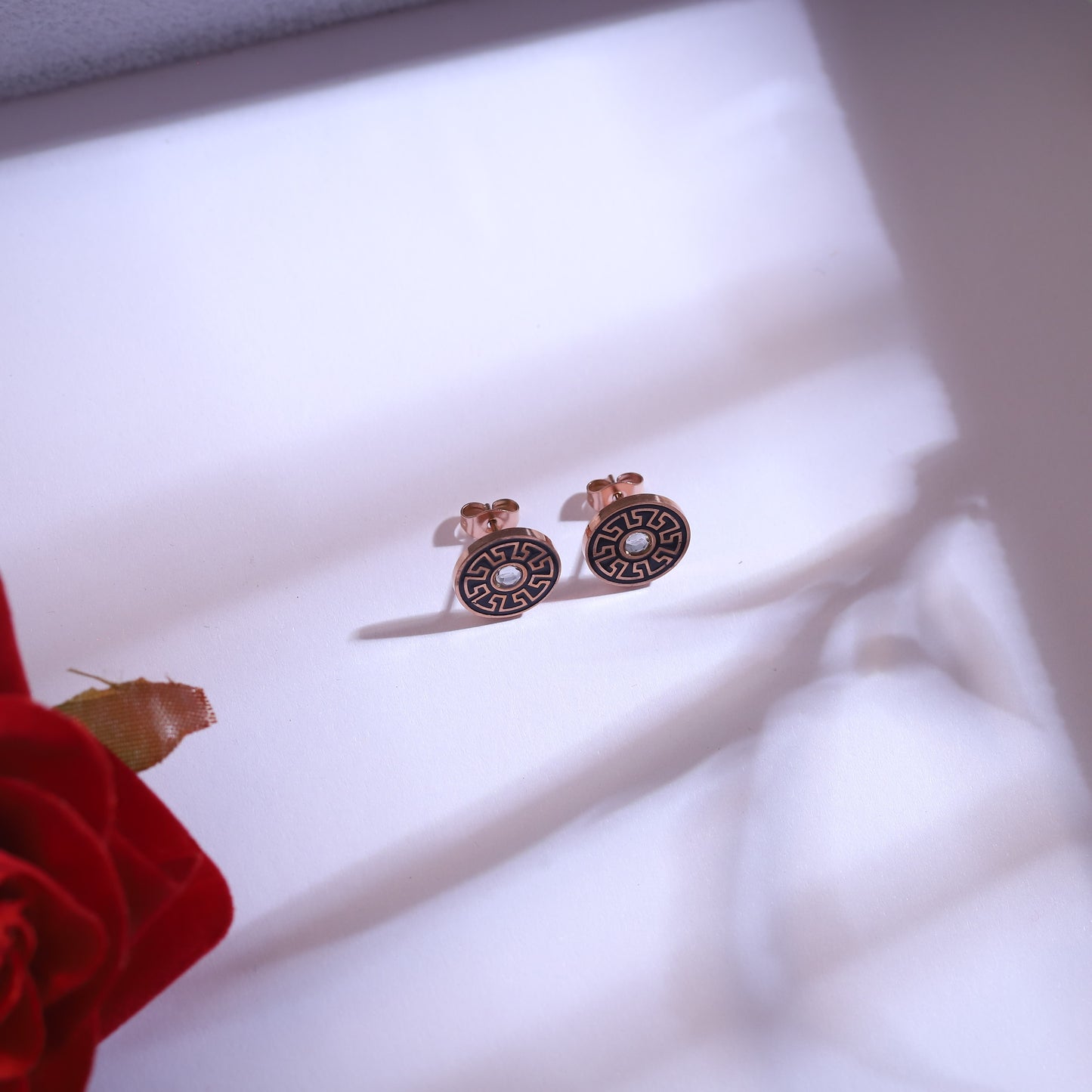 Rose Gold Greek Key Pattern Necklace Set