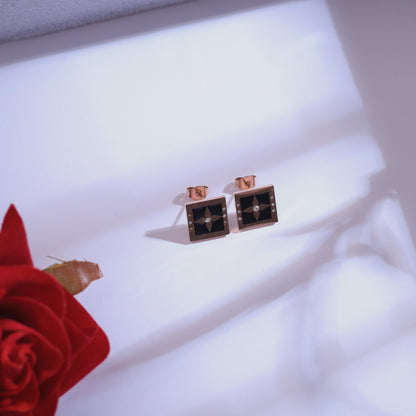 Rose Gold & Black Geometric Necklace Set